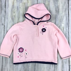 Pink Floral Print Pullover Hoodie Sweatshirt 3T